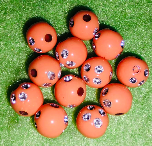 (12) Orange 6mm Bling Beads