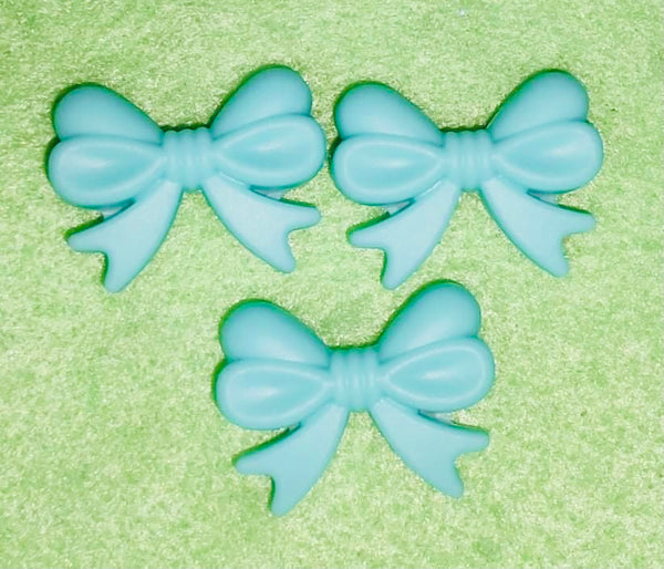(3) Turquoise Silicone Bow Beads