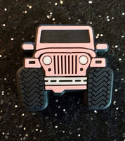 (1) Pink Jeep Focal Bead