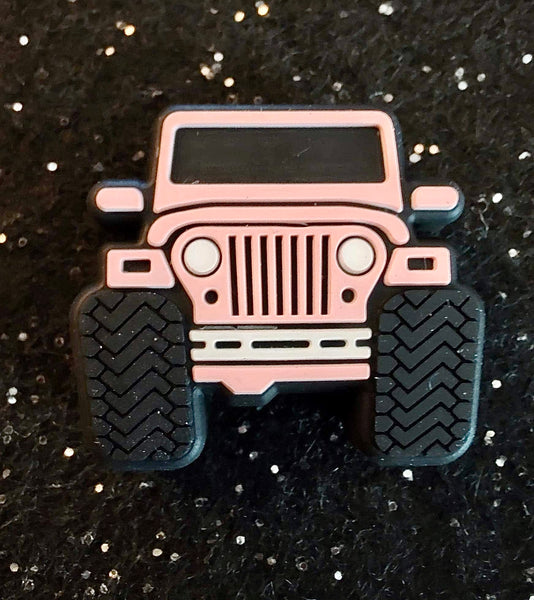 (1) Pink Jeep Focal Bead