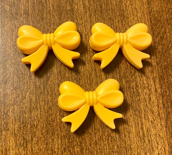 (3) Mustard Yellow Bow Silicone Beads