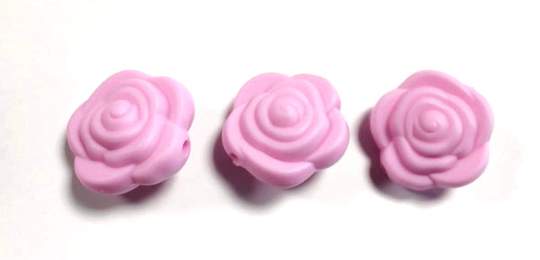 (1) Light Mauve Silicone Rose Bead