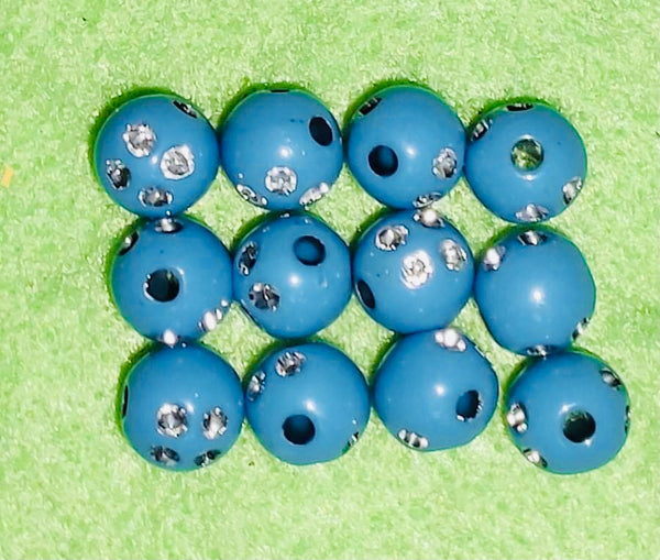 (12) Turquoise 6mm Bling Beads