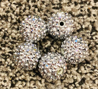 (5) Silver Rhinestone 20mm Beads