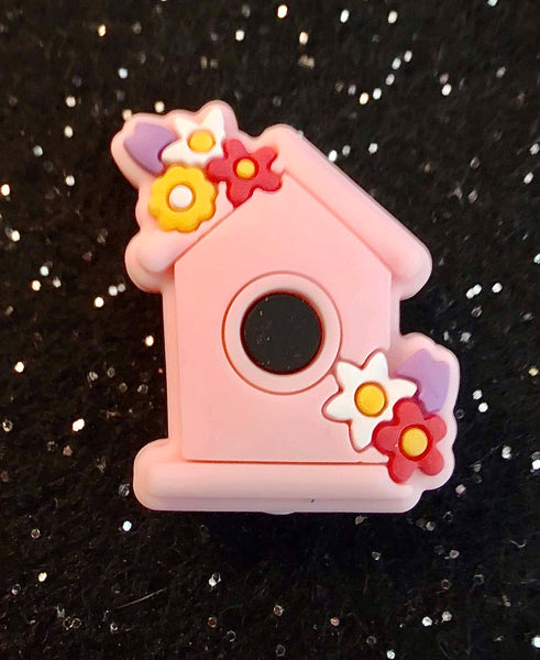 (1) Pink Bird House Focal Bead