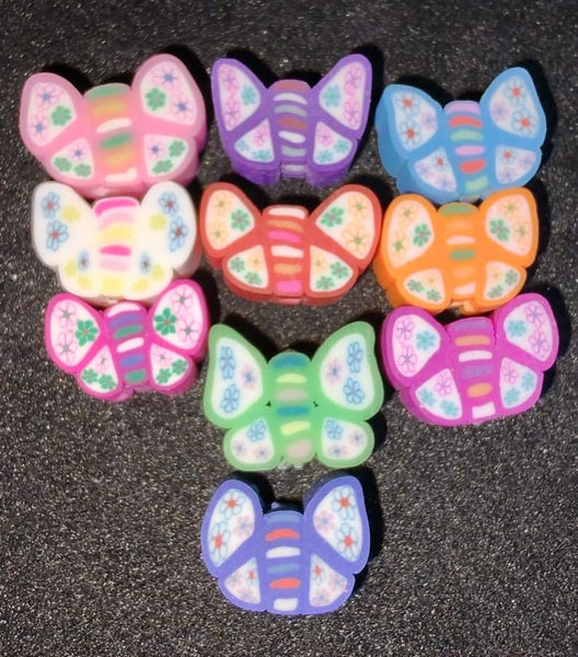 (10) Butterfly Polymer Clay Beads