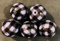 (5) Black & Light Purple 20mm Houndstooth Beads