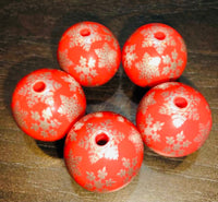 (5) Red 20mm Snowflake Beads