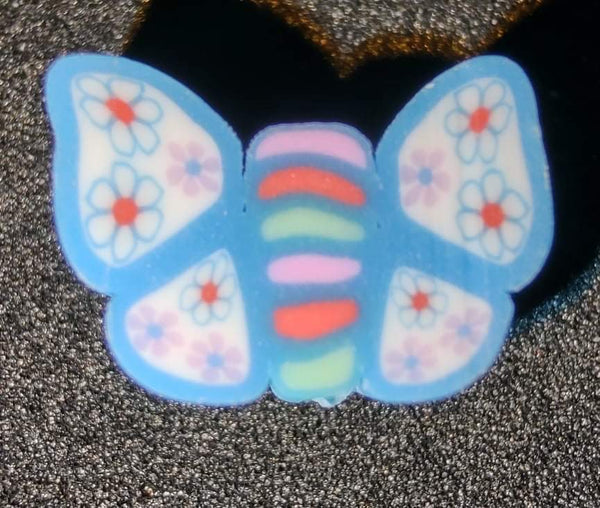 (10) Light Blue Butterfly Polymer Clay Beads