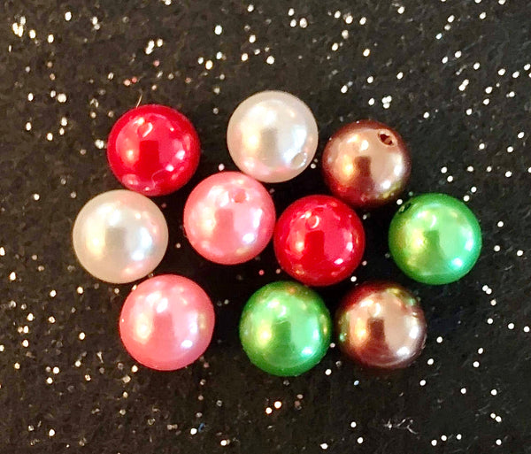 (10) Metallic with Pink and Copper 12mm Bead Mix