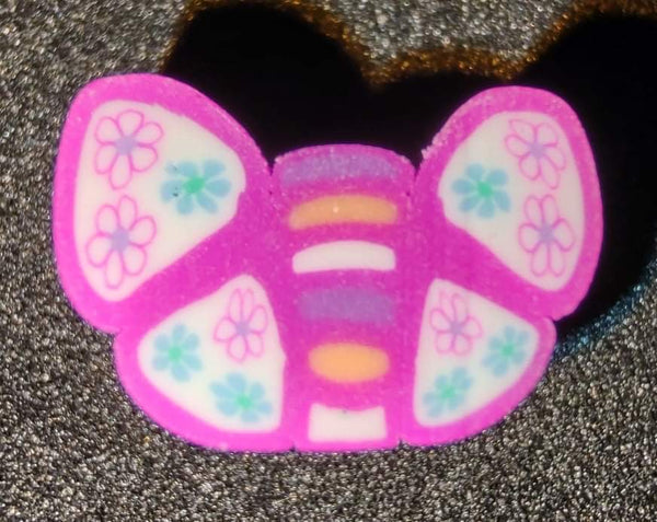 (10) Hot Pink Butterfly Polymer Clay Beads