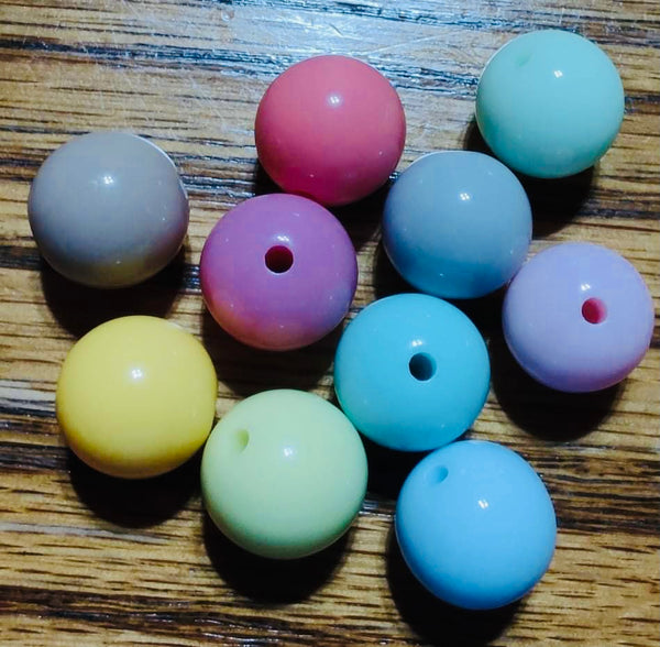 (10) Solid Pastel 12mm Bead Mix