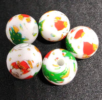 (5) Christmas Silicone Round 12mm Beads