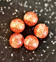 (5) Copper Glitter 12mm Beads