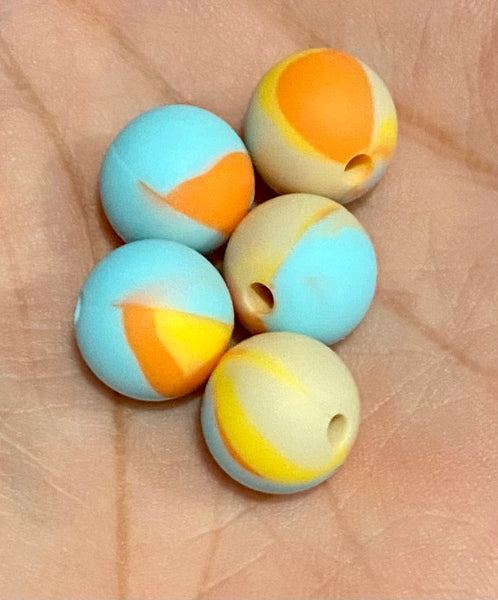 (5) Tie-Dye 12mm Silicone Beads Set 2