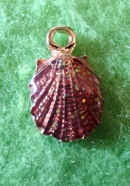 (1) Copper Glitter Shell Charm