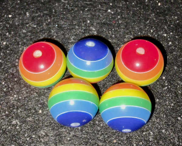 (5) Rainbow Striped 20mm Beads