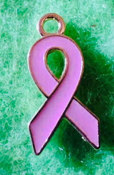(1) Solid Pink Breast Cancer Ribbon Charm