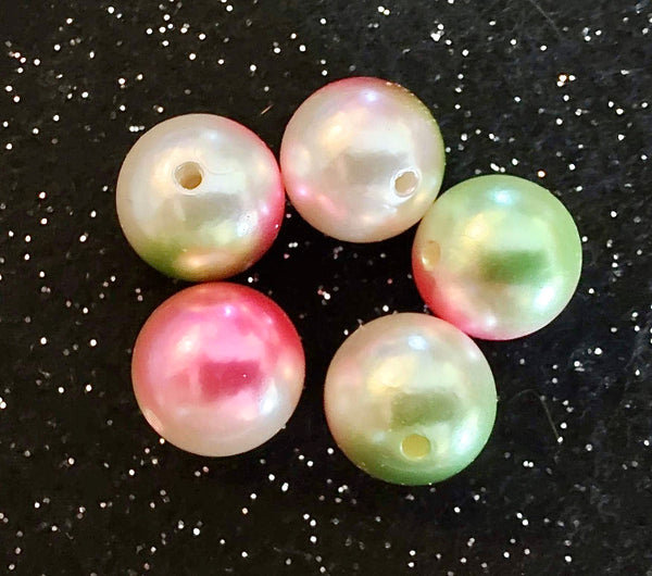 (5) Watermelon Ombre 20mm Beads