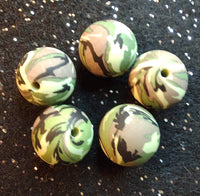 (5) Camo 15mm Round Silicone Beads