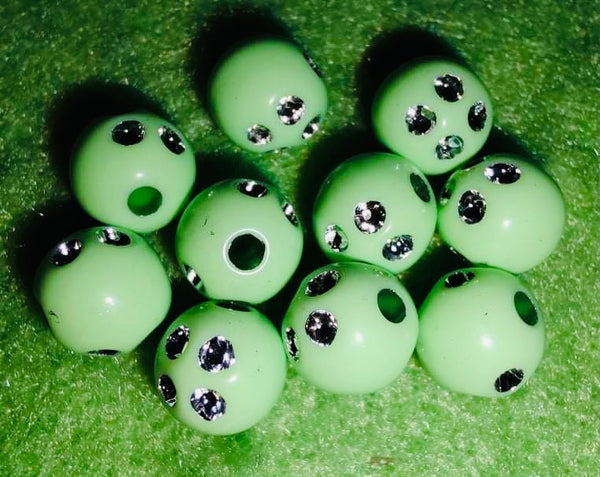 (10) Light Green 6mm Bling Beads