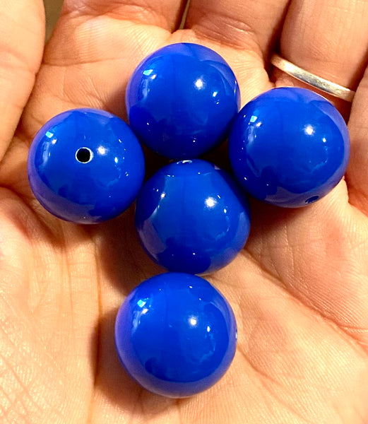 (5) Solid Blue 20mm Beads