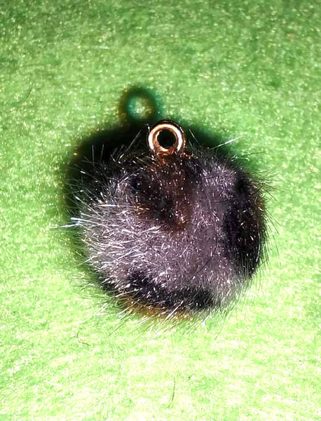 (1) Black, Gray, & Brown Fuzzy Ball Charm