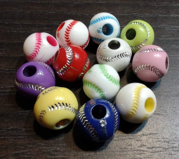 (5) Colored Baseball Beads