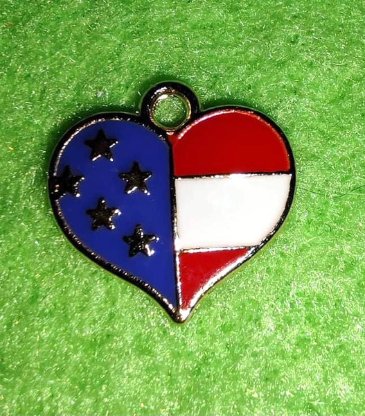 (1) Red, White, and Blue Heart Charm