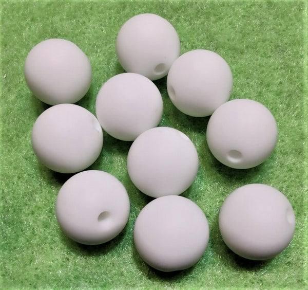 (5) White 12mm Circle Silicone Beads